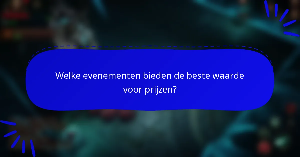 Welke evenementen bieden de beste waarde voor prijzen?